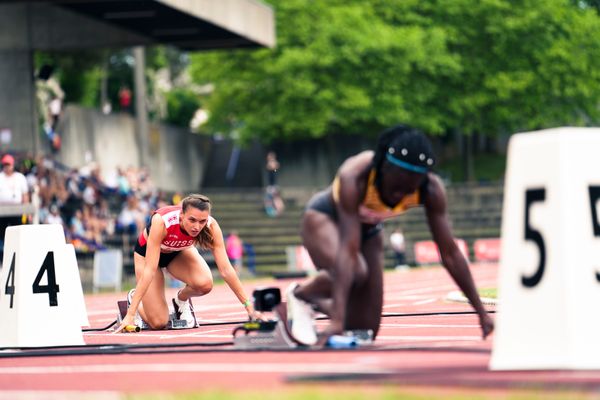 Riccarda Dietsche (SUI) ueber 4x100m am 03.06.2022 waehrend der Sparkassen Gala in Regensburg